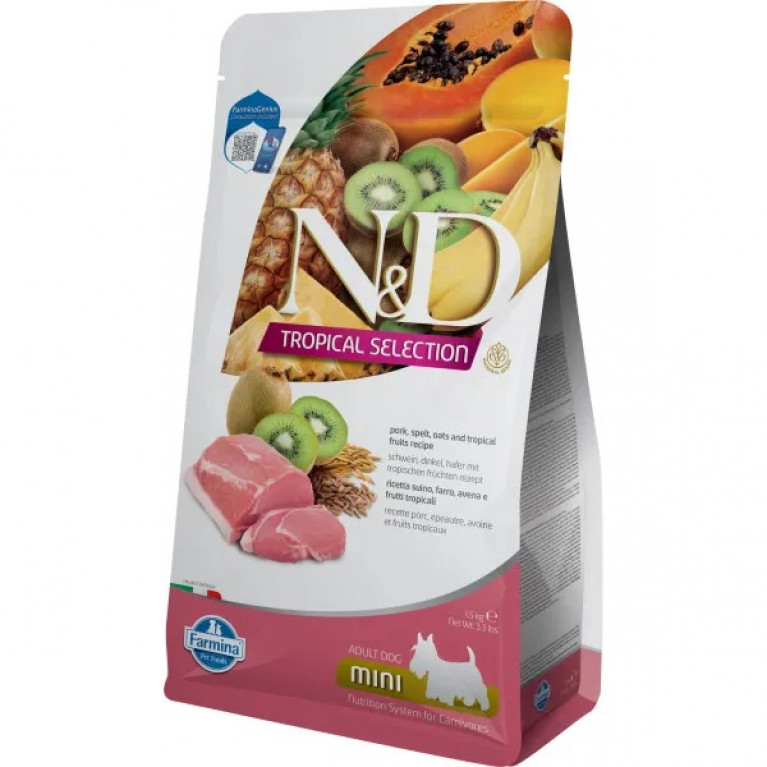 Farmina N&D Dog Tropical Selection Pork Adult Mini Низкозерновой корм для взрослых собак мелких пород, с свининой  1,5кг 