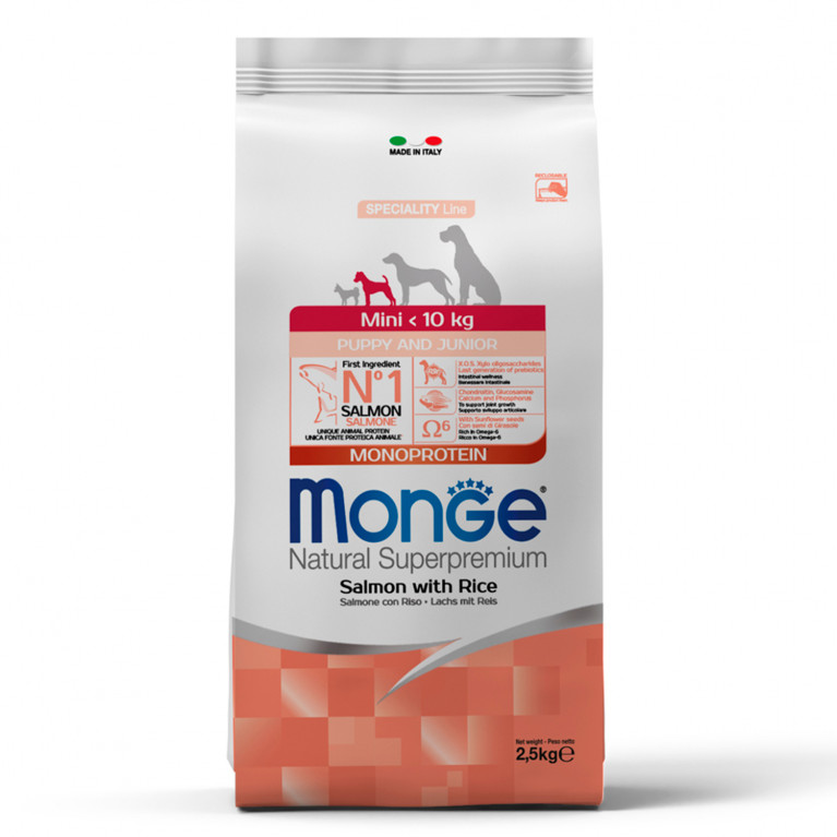 Monge Dog Speciality Line Monoprotein Mini Puppy & Junior Сухой корм для щенков мелких пород лосось с рисом  
