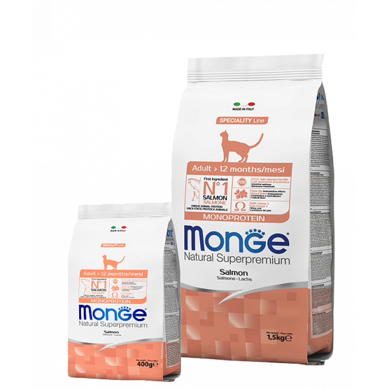 Monge Cat Speciality Line Monoprotein Adult Сухой корм для взрослых кошек, с лососем