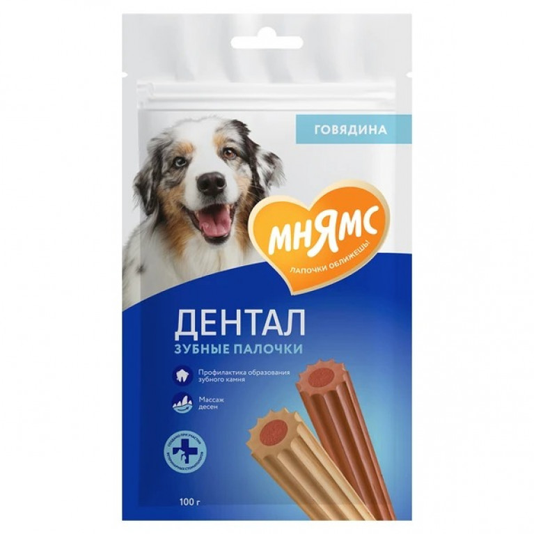 Мнямс DENTAL лакомство для собак "Зубные палочки" с говядиной 100г