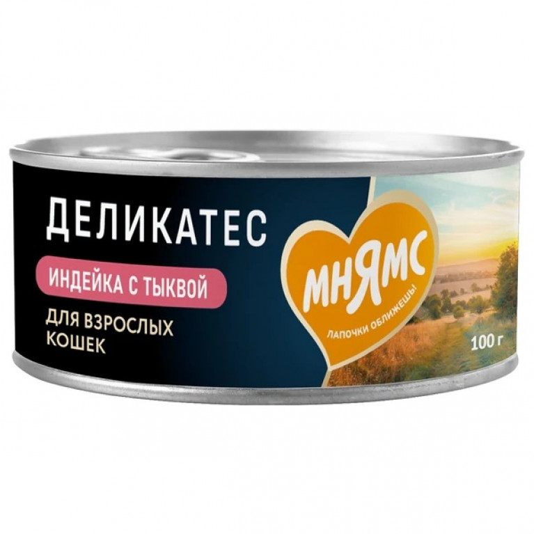 Мнямс Деликатес Консервы для кошек  "Паштет по-оксфордски" Индейка с тыквой 100г