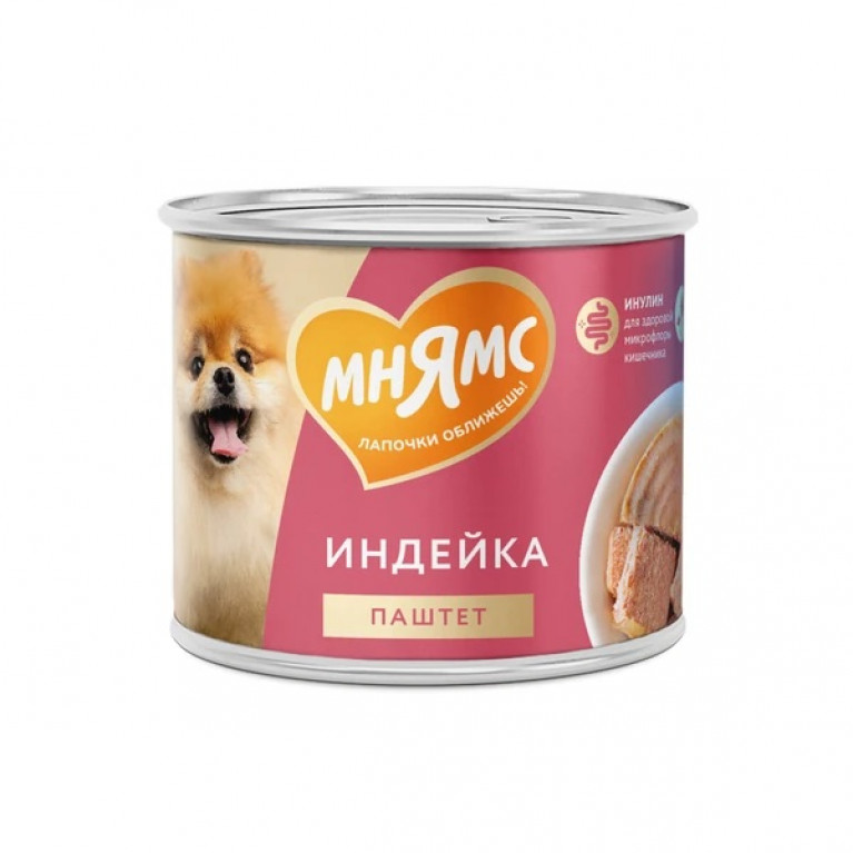 Мнямс Консервы "Комфортное пищеварение" паштет из индейки для собак всех пород 200г