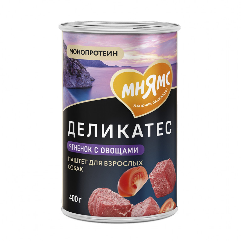 Мнямс Деликатес Консервы для собак "Мусака по-ираклионски" Паштет из ягненка с овощами 400г