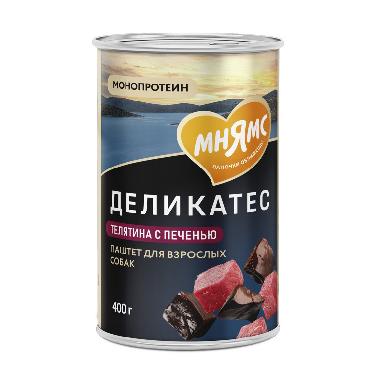 Мнямс Деликатес Консервы для собак "Фегато по-венециански" Паштет из телятины с печенью 400г