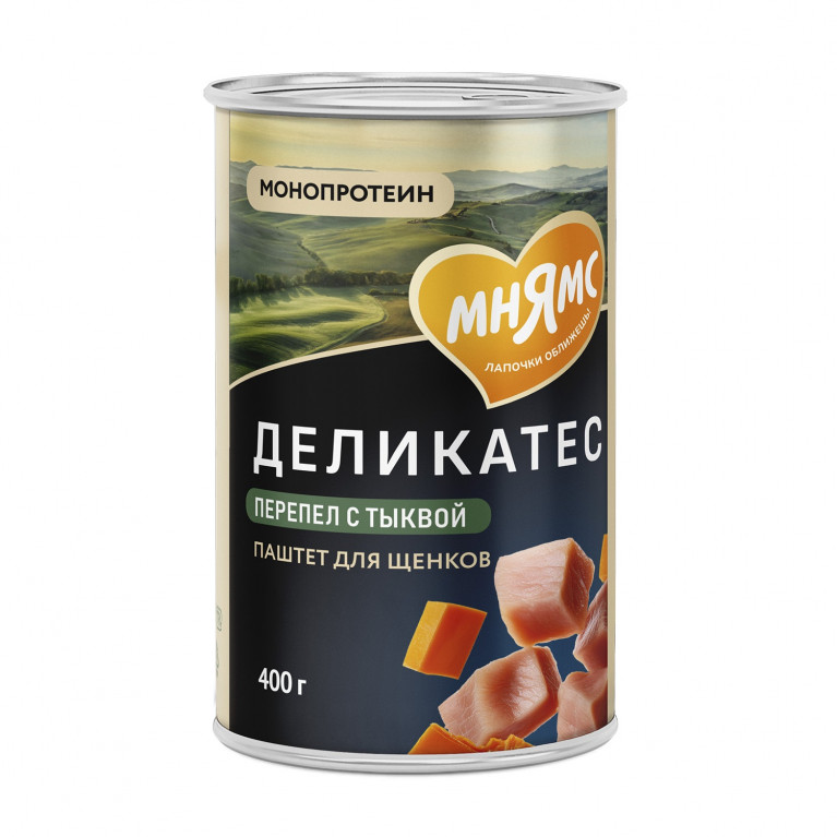 Мнямс Деликатес Консервы для щенков "Потофё по-провански" Паштет из перепёлки с тыквой 400г