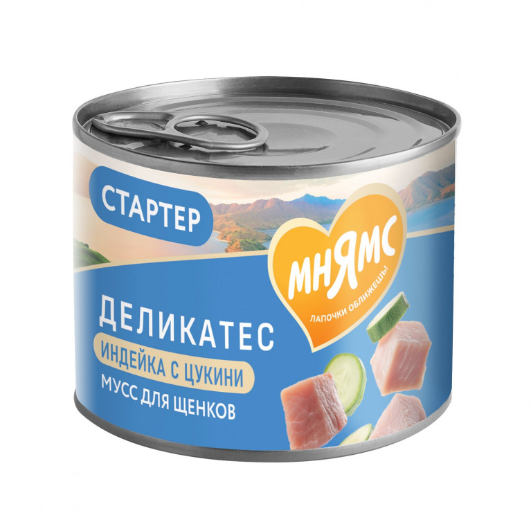 Мнямс Деликатес СТАРТЕР Консервы для щенков до 4 месяцев "Мусс по-французски" Паштет из индейки с цукини 200 г Мнямс Деликатес СТАРТЕР Консервы для щенков до 4 месяцев "Мусс по-французски" Паштет из индейки с цукини 200 г