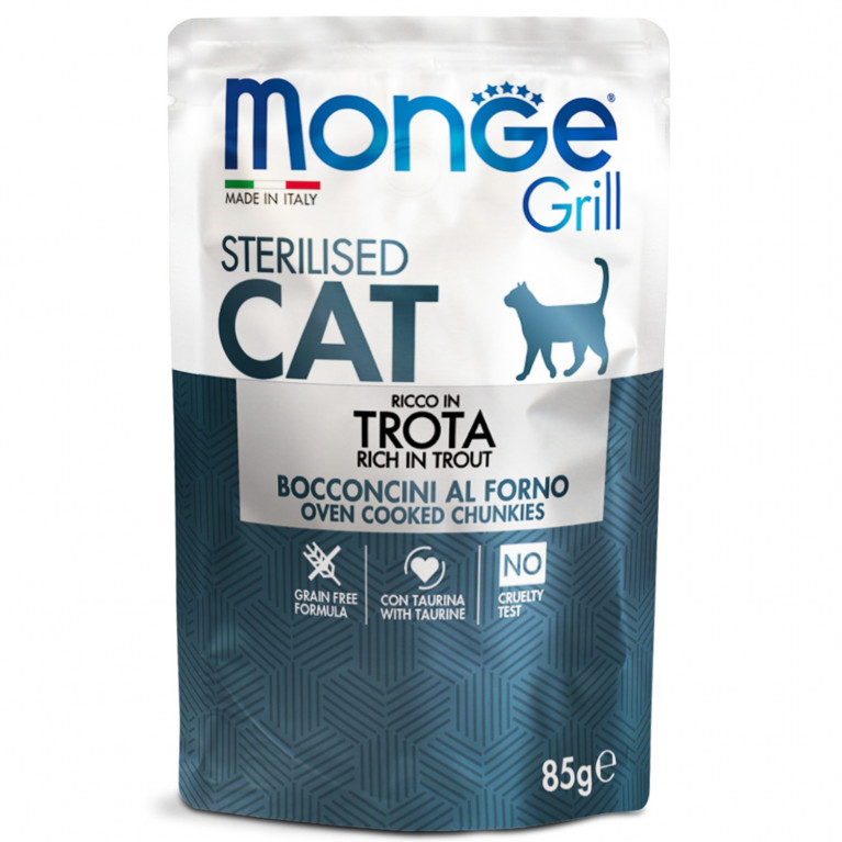 Monge Cat Grill паучи для стерилизованных кошек с форелью 85г