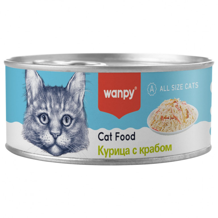 Wanpy Cat Консервы для кошек "Курица с крабом" 95г