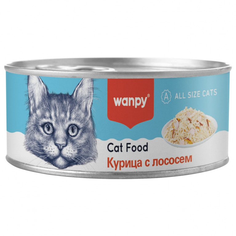 Wanpy Cat Консервы для кошек "Курица с лососем" 95г