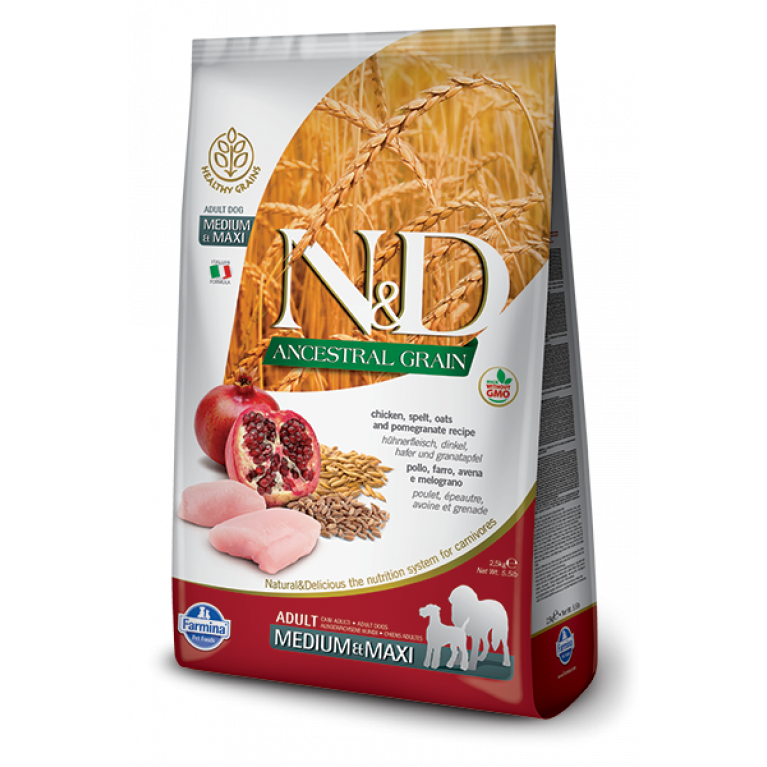 Farmina N&D Ancestral Grain Adult Medium & Maxi Chicken & Pomegranate Adult/Низкозерновой корм для взрослых собак Средних и крупных пород(Спельта, овес, курица, гранат)