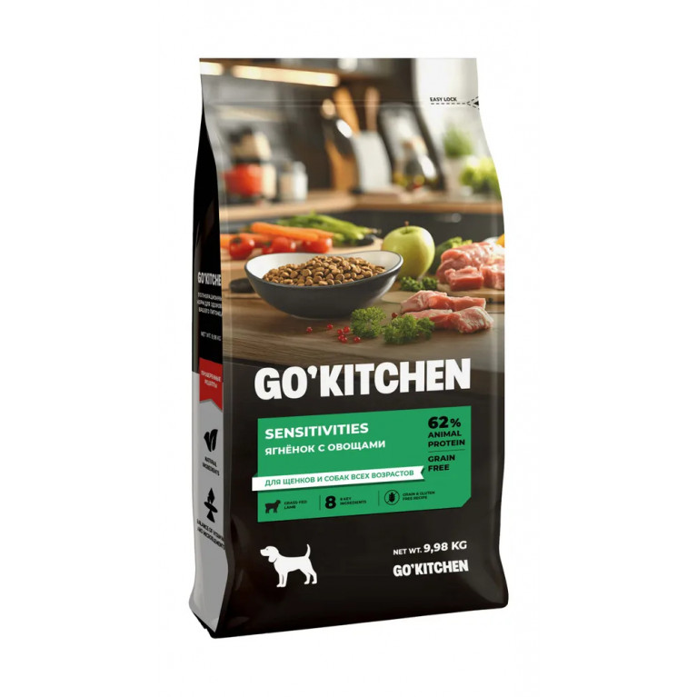Go! Kitchen Sensitivities Беззерновой сухой корм для щенков и собак c чувствительным пищеварением из ягненка  9.98 кг