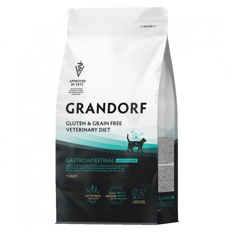 Grandorf Vet Gastrointestinal Moderate Calorie Диетический корм для кошек для лечения острых расстройств пищеварения и поддержки липидного обмена