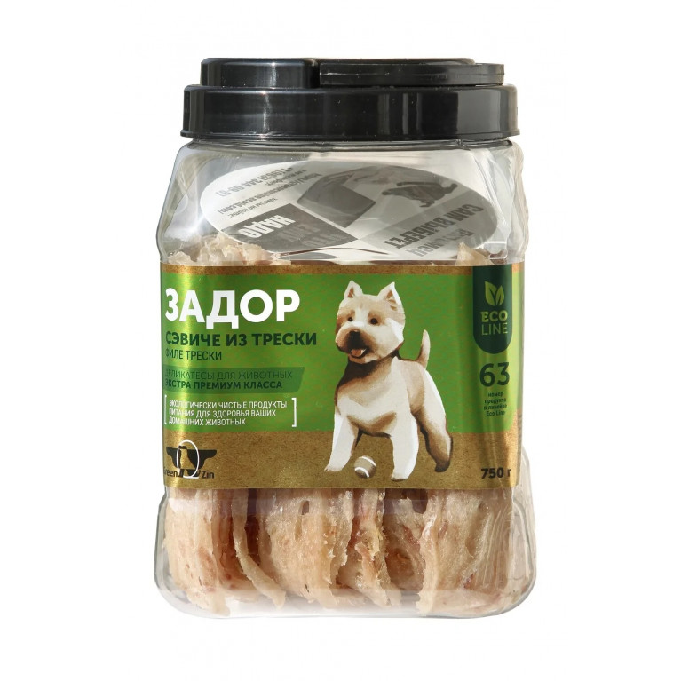 Green Qzin ЗАДОР-СЭВИЧЕ Филе трески для собак 750г