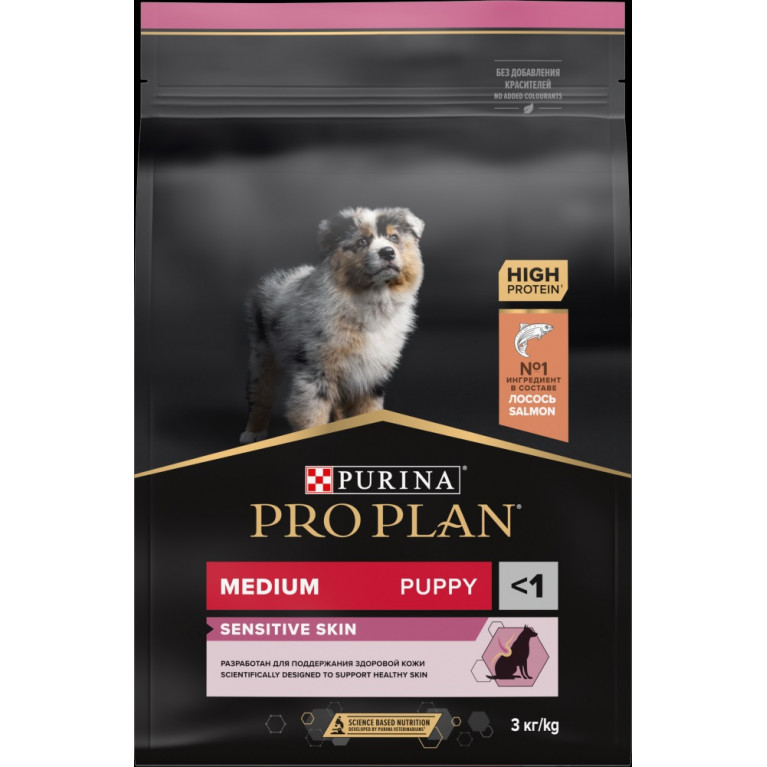 Pro Plan Puppy Medium Sensitive Skin Корм для щенков средних пород с чувствительной кожей, с лососем и рисом