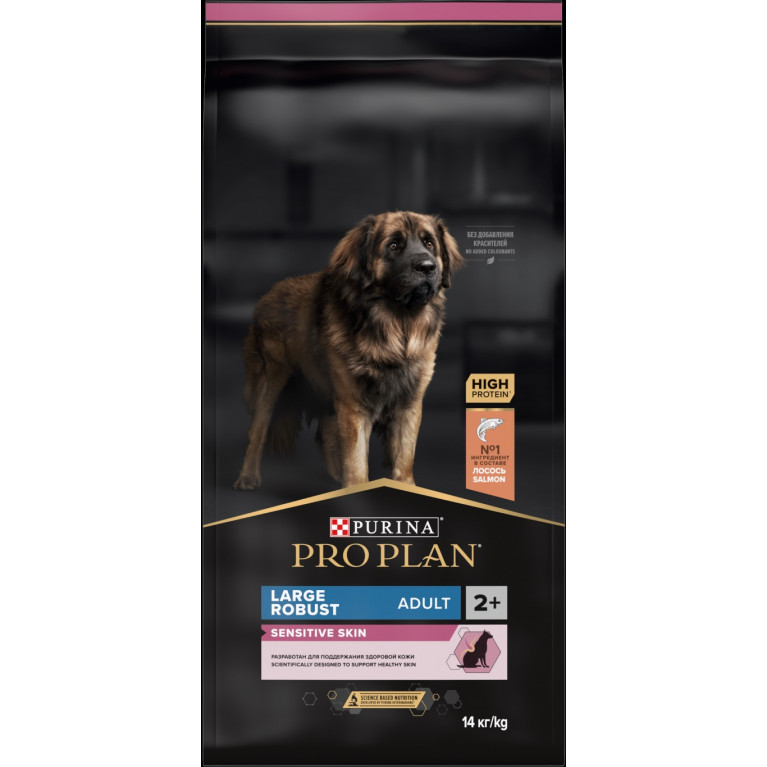 Pro Plan Adult Large Robust Sensitive Skin Сухой корм для собак крупных пород с мощным телосложениемс чувствительной кожей (лосось)
