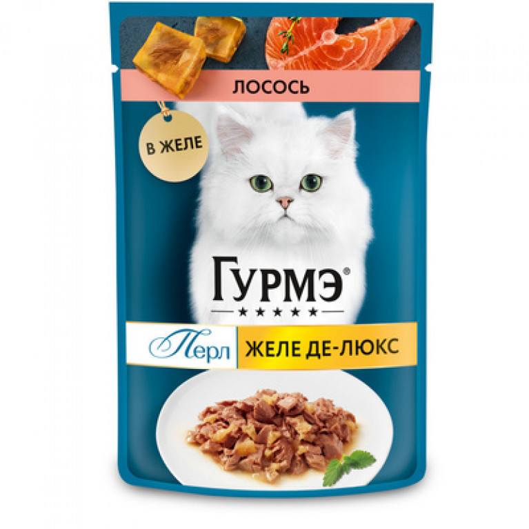 Gourmet Перл Желе Де-Люкс пауч для кошек с лососем в роскошном желе 75г