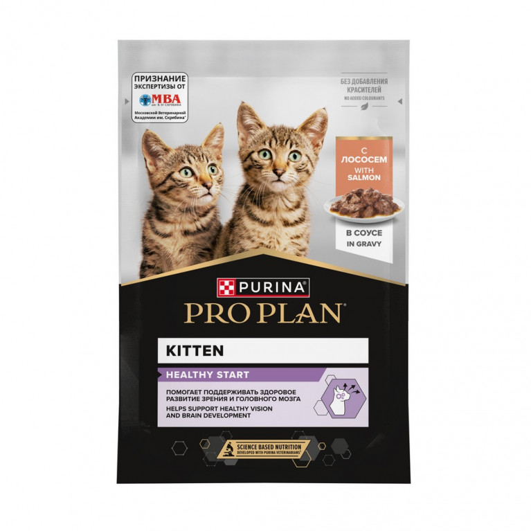 Pro Plan Healthy Start Влажный корм для котят, кусочки с лососем в соусе 85г