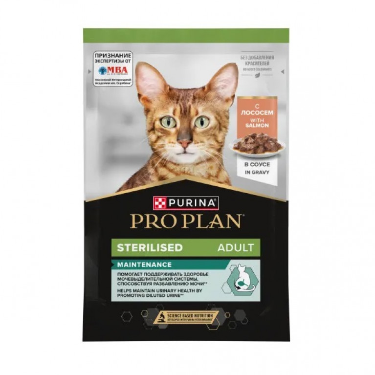 Pro Plan Adult Sterilised Maintenance Влажный корм для взрослых стерилизованных кошек с лососем в соусе 85г