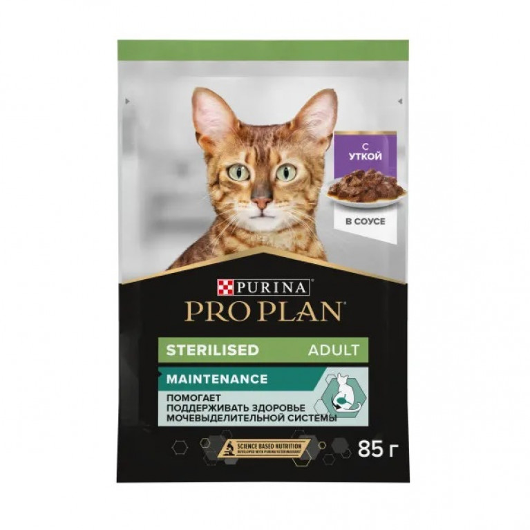 Pro Plan Adult Sterilised Maintenance Влажный корм для взрослых стерилизованных кошек с уткой в соусе 85г