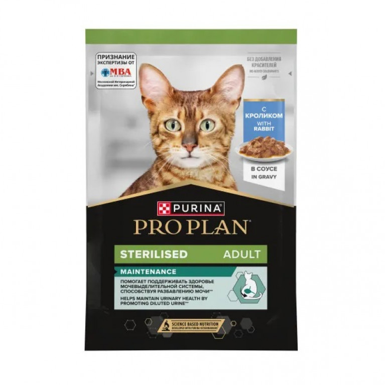 Pro Plan Adult Sterilised Maintenance Влажный корм для взрослых стерилизованных кошек с кроликом в соусе 85г