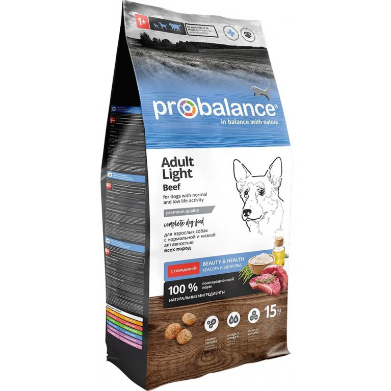 ProBalance Adult Dog Light Beef Сухой корм для взрослых собак с низкой или нормальной активностью Говядина 
