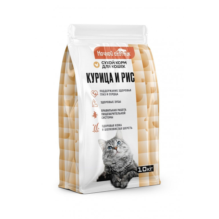 Ночной охотник Сухой корм для котов Курица и Рис Ночной охотник Сухой корм для котов Курица и Рис
