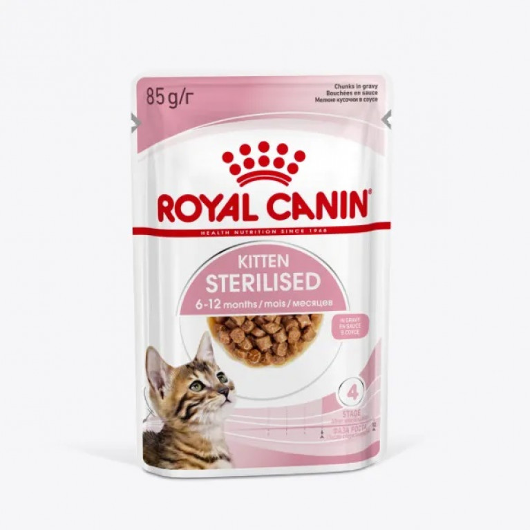 Royal Canin Kitten Sterilised Пауч для стерилизованных котят в возрасте от 6 до 12 месяцев (Кусочки в соусе) 85г Royal Canin Kitten Sterilised Пауч для стерилизованных котят в возрасте от 6 до 12 месяцев (Кусочки в соусе) 85г
