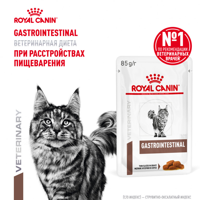 Royal Canin Gastro Intestinal Корм влажный для взрослых кошек при расстройствах пищеварения, при истощении и в период реабилитации 85г Royal Canin Gastro Intestinal Корм влажный для взрослых кошек при расстройствах пищеварения, при истощении и в период реабилитации 85г