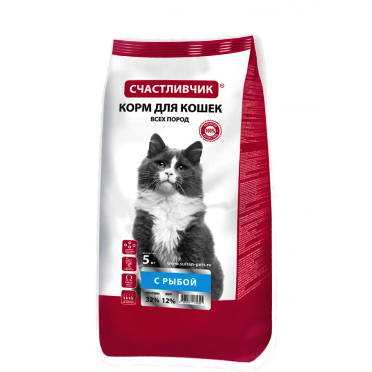 Счастливчик Сухой корм для кошек с Рыбой