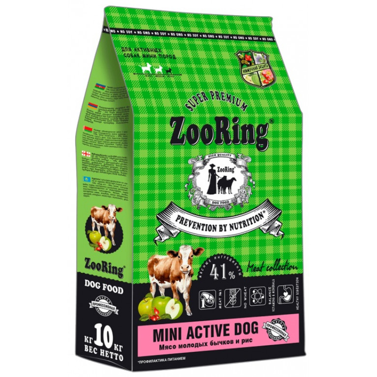 ZooRing Mini Active Dog Корм для активных собак мелких пород с Мясом молодых бычков и Рисом ZooRing Mini Active Dog Корм для активных собак мелких пород с Мясом молодых бычков и Рисом
